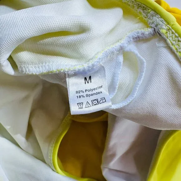 Yellow One Shoulder Cheeky One-Piece Swimsuit With Side Cut-Out Design - Picture 7 of 7